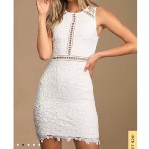 Lulu’s Dream Life White Lace Bodycon Dress